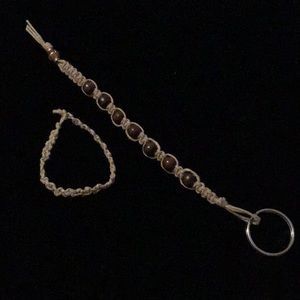 Keychain and Bracelet Macramed NWOT